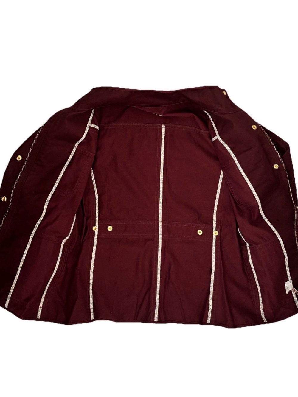 J. Crew Field Jacket Vintage Burgundy Gold Hardware Size Small Water Resistant - Picture 6 of 7